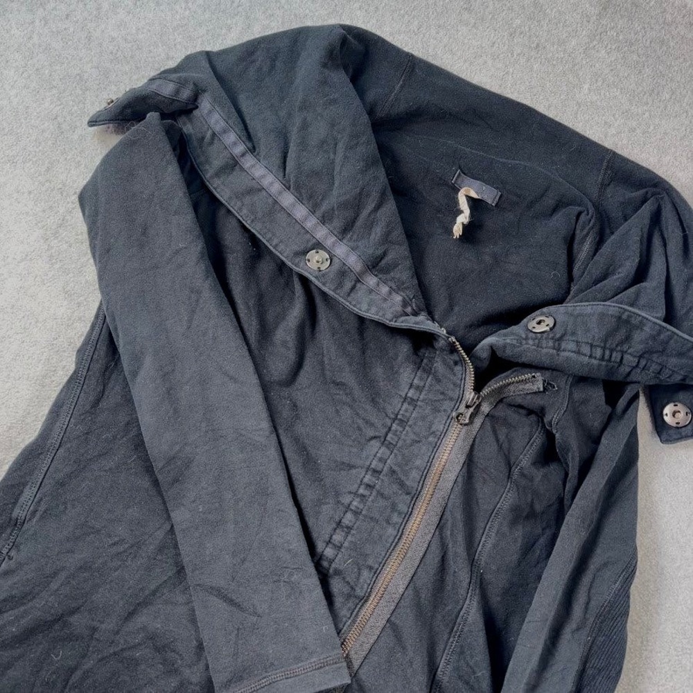 Lululemon Asymmetrical Zip Wrap Jacket Women 4 Black Solid Funnel Neck Moto